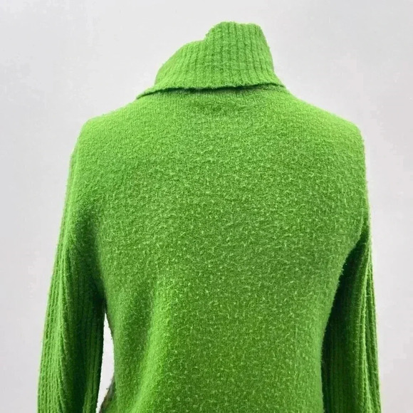 Vintage Knit Sweater Size L Green Y2K Fair Isle Turtleneck Energie Chunky - Picture 9 of 9